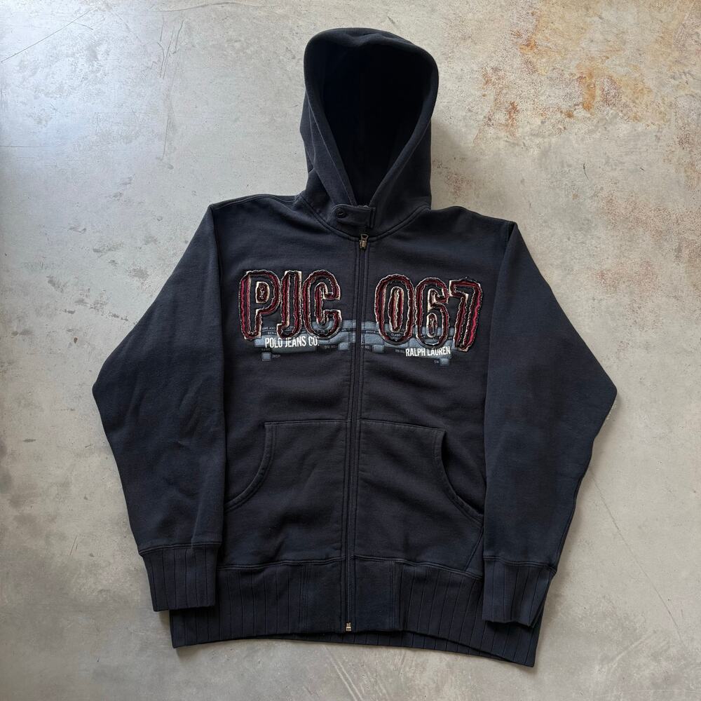Vintage Y2K Polo Jeans Co. Ralph Lauren Embroidered 67 Zip Up Hoodie Size M